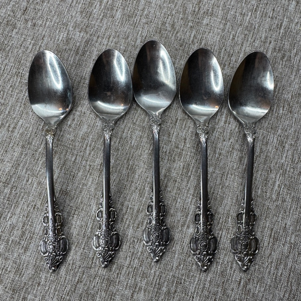 Oxford Hall Exquisite Stainless‎ Teaspoons Set of 5 Sutherland Floral Flatware